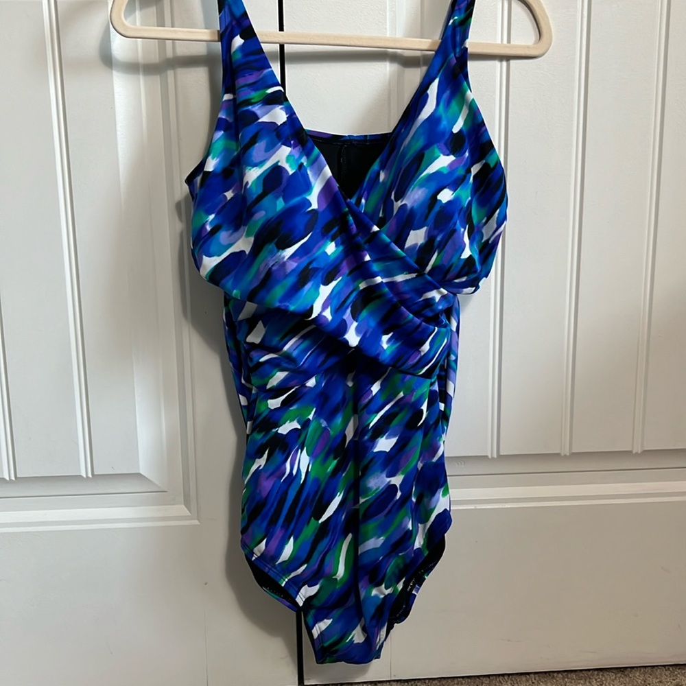 Chico - NWT One piece Swimsuit - Size 14 - Multi Color Blue